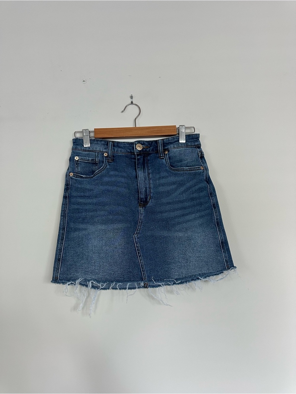 STS Blue Distressed Hem Dark Blue Denim Mini Skirt